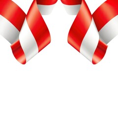 Red and White Ribbon Pattern on White Background Celebrating a Indonesian National Holiday