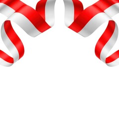 Red and White Ribbon Pattern on White Background Celebrating a Indonesian National Holiday