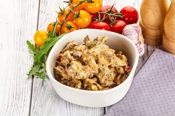 Roasted beef with cream sauce