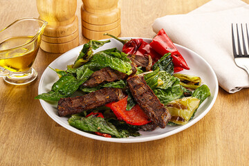Salad with grilled beef steak