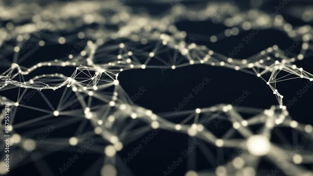 Poster abstract network connection: data flowing through interconnected nodes in a digital space