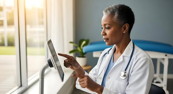 doctor work with robotic medicine ai Artificial Intelligence at hospital