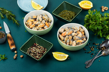 Frozen seafood ready to cook.