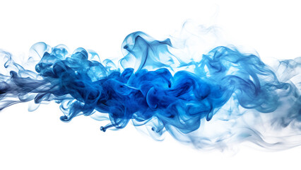 Blue and White Ink Cloud Abstract Design on Transparent Background