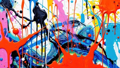 Obraz premium Abstract colorful paint drips and splatters (1)