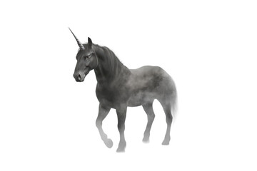 Obraz premium Ghostly unicorn figure emerging from mist 