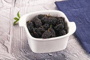 Juicy sweet mulberry in the bowl