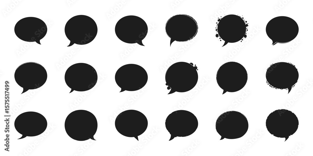 Aufkleber speech bubble silhouette set. communication and expression elements collection. isolated vector illu