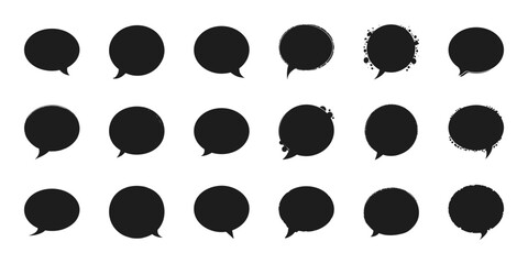 Fototapeta premium Speech Bubble Silhouette Set. Communication And Expression Elements Collection. Isolated Vector Illustration
