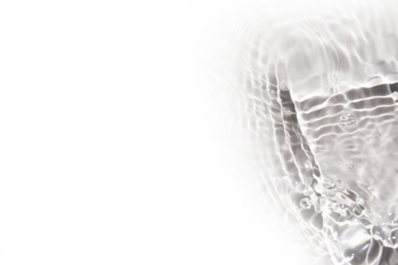 Transparent water waves in sunlight background. Trendy summer nature banner. Defocused aqua-mint liquid colored clear water surface texture with splashes bubbles with copy space.	
