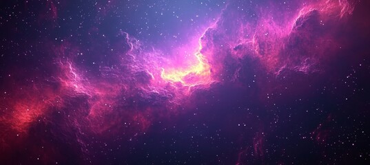 Naklejka premium Breathtaking Cosmic Cloud Spectacle with Majestic Nebula Vista and Dazzling Stellar Lights in Space