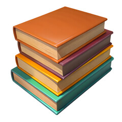 Stack of Colorful Books Illustration on Transparent Background