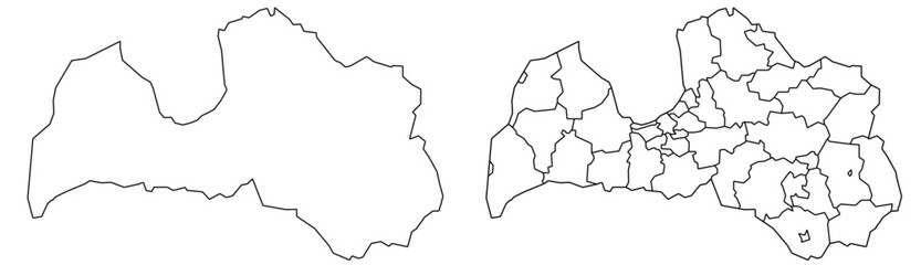 Latvia map – vector illustration of regions and political borders