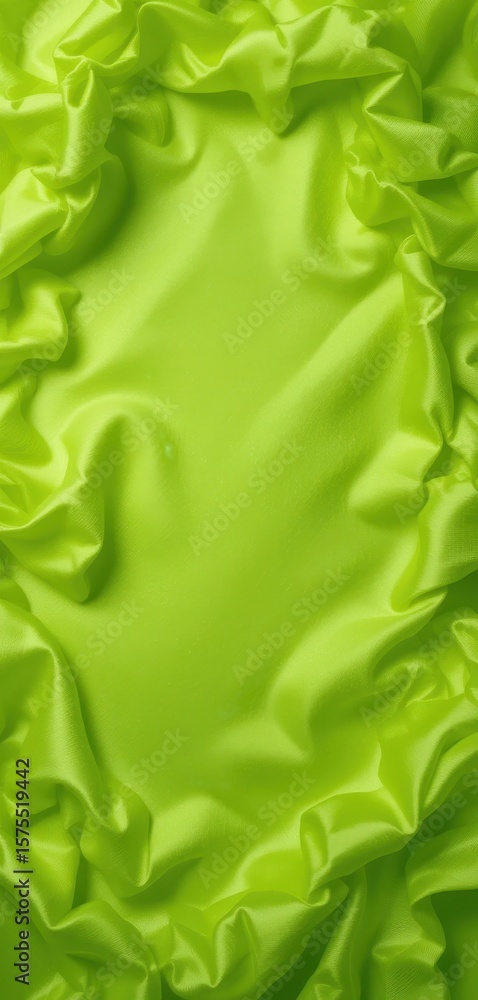 Poster Lime Green Silk Abstract Background with Wrinkles and Sheen for Text and Design