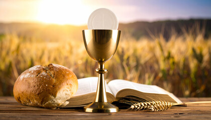 Holy Communion Wheat Field Sunset.