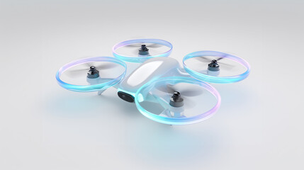 Futuristic drone with holographic propellers showcasing advanced aerial technology innovation
