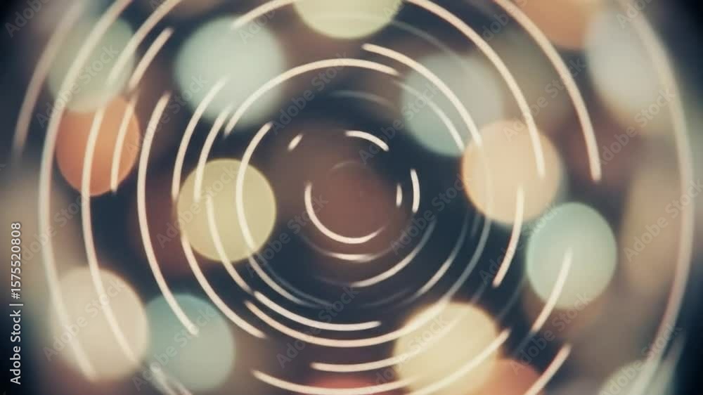 Poster Abstract Swirling Light Rings with Bokeh Effect in a Dynamic Video Background