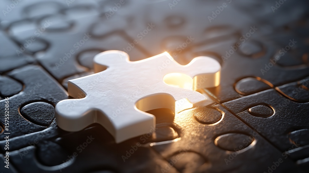 Poster puzzle piece solution teamwork strategy jigsaw game connection challenge success complete business c