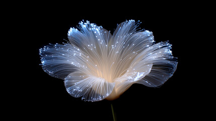 Fiber optic flower displaying digital technology innovation and futuristic design concept