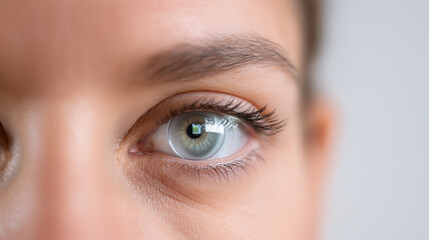 Human eye with digital smart contact lens showcasing futuristic vision technology