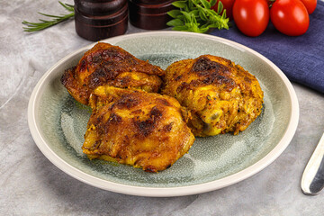 Roasted chicken thighs  with spices