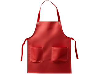 realistic school kids apron mockup, front view with pockets, isolated on transparent background