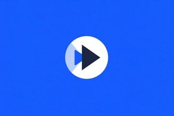 White circle with dark-blue play icon on vibrant blue background