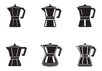 set of coffee maker icon silhouette vector illustration
