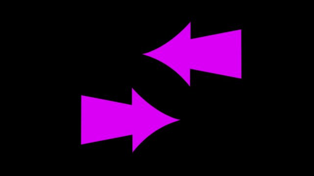 Sweep left and right animation silhouette arrow road sing on the background. Left-right arrow loading seamless loop into alfa channel	