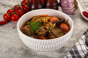 Gourmet Oxtail beef soup with vegetables