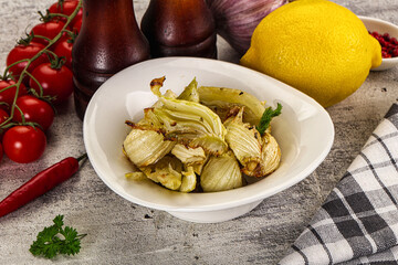 Vegan cuisine - baked fennel with oil
