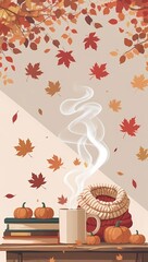 Vertical Autumn Leaves and Decor