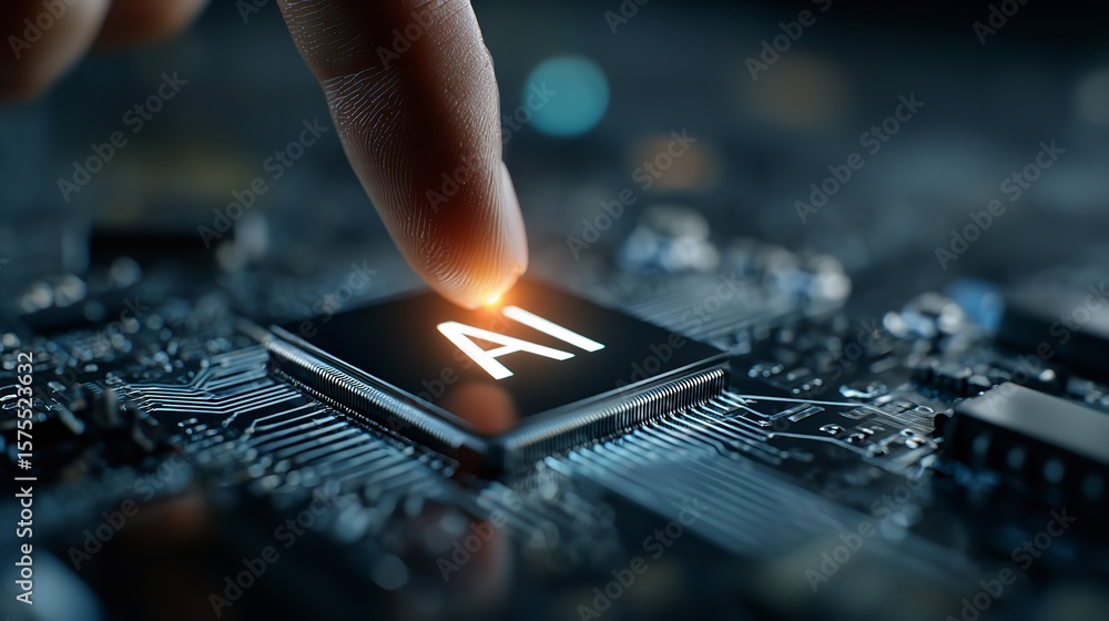 Poster artificial intelligence ai chip technology innovation digital transformation future tech concept