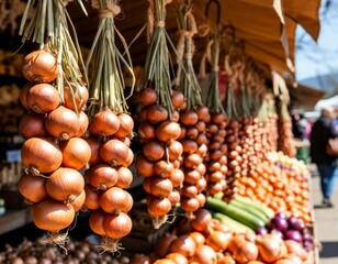 Decorative Onion Garland at Market