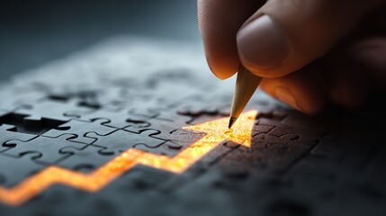Puzzle strategy solution business success growth planning progress concept plan development target achievement