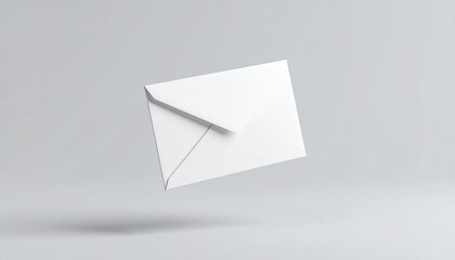 Minimalist envelope floating in air perfect for invitation, letter, or announcement. Clean concept for direct mail marketing and communication.