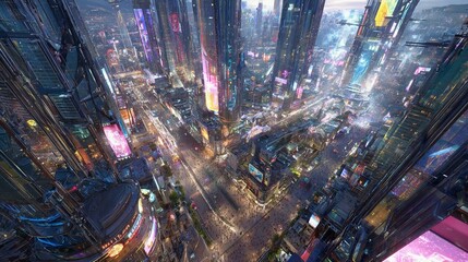 Futuristic City Aerial CG Video/未来的な都市の空中CG映像9