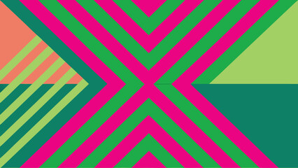 Abstract geometric composition of vivid colors and diagonal line pattern design