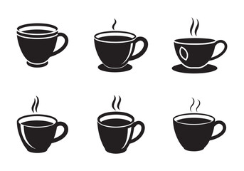set of coffee cup icon silhouette vector illustration