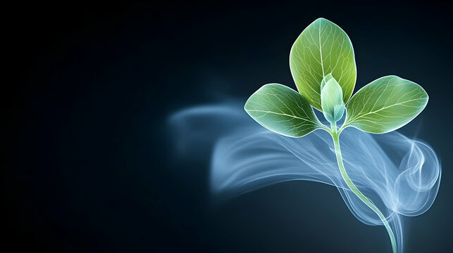 Fototapeta A surreal depiction of a seedling rooted in the center of a soul, surrounded by vibrant energy and light, evoking themes of personal growth, renewal, and the nurturing of the inner self
