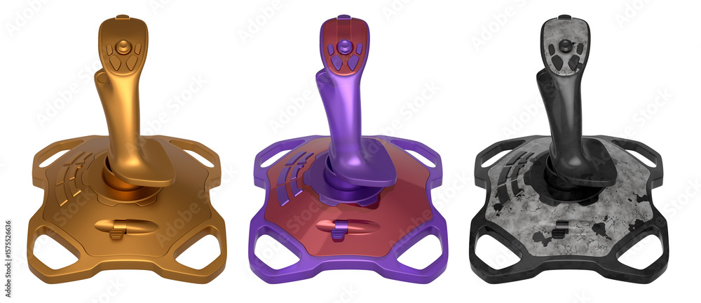 Poster joystick controllers for flight simulator offer incredibly immersive gaming experiences isolated on 