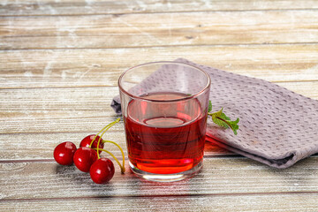 Sweet cherry juice in the glass
