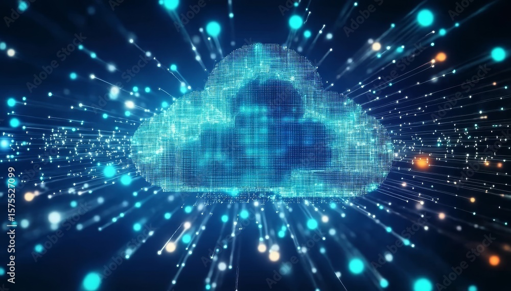 Poster global network connection innovative cloud technology and cyber security solutions concept