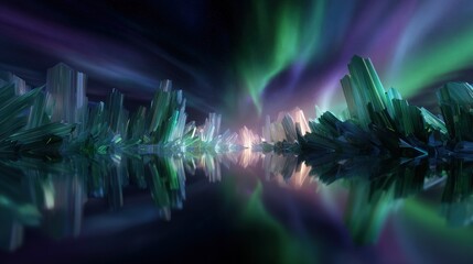 Crystal City Underneath Aurora Borealis