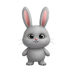 Fototapeta premium A Cute Gray Bunny Illustration isolated on transparent background