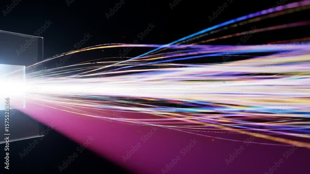 Poster abstract video frame of light beams emerging from a geometric shape