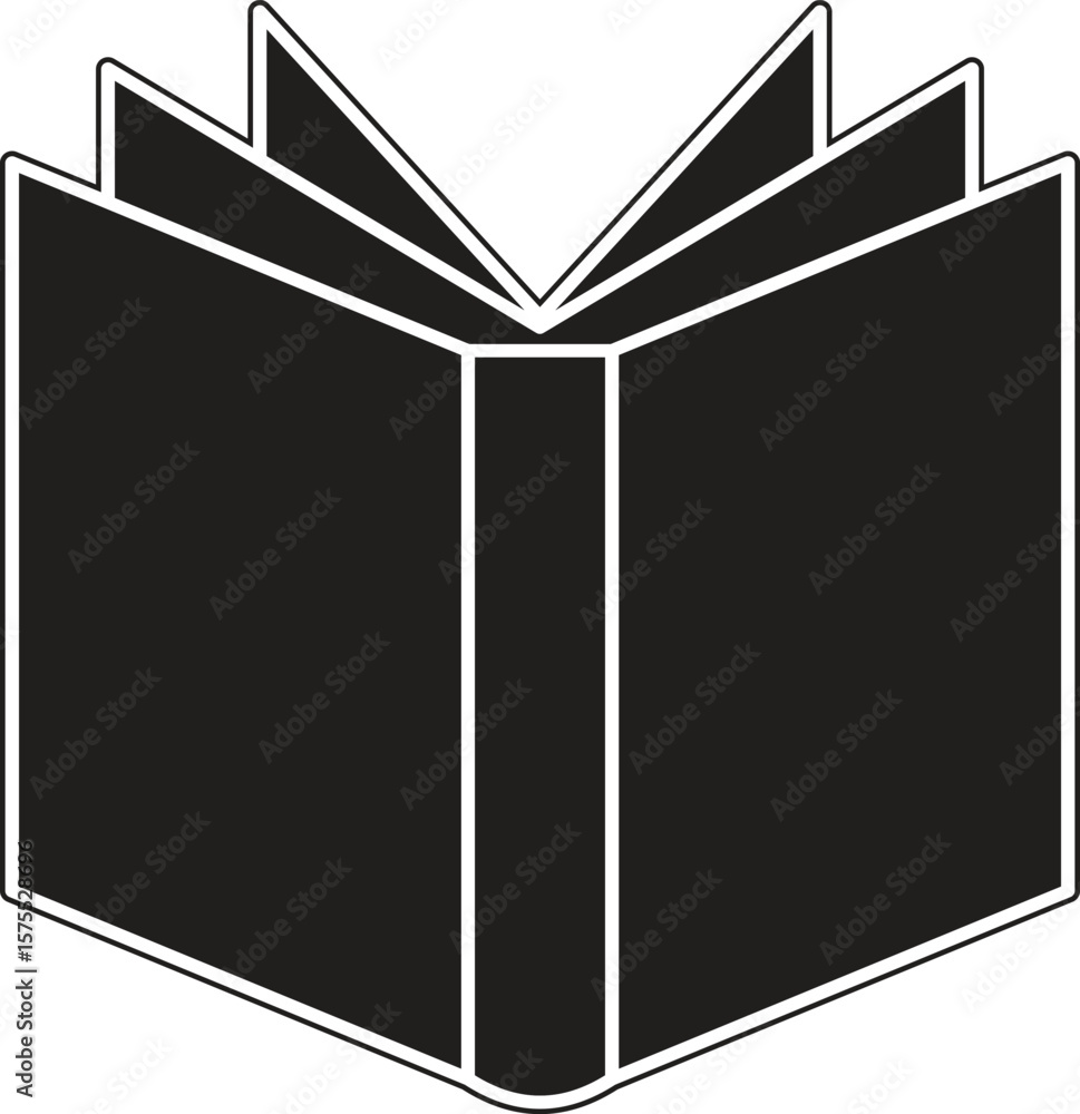 Poster multi-page book icon representing knowledge expansion, textbook, or course module with transparent b