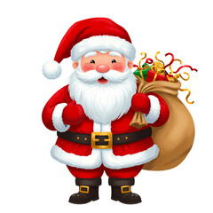 Santa Claus A Festive Christmas Arrival isolated on transparent background
