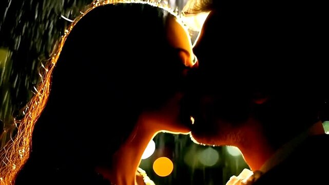 couple man woman love kiss