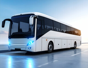 Modern Coach Highway Travel Sunrise.